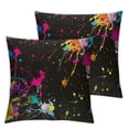 thumbnail image 2 of Acheng Throw Abstract Graffiti Pillow Cover Colorful Neon Paint Splatters on Black Square Decorative Throw Pillow Cushion Case for Home Couch Living Room Bed Sofa Car Pillowcase 2 pcs White, 2 of 6