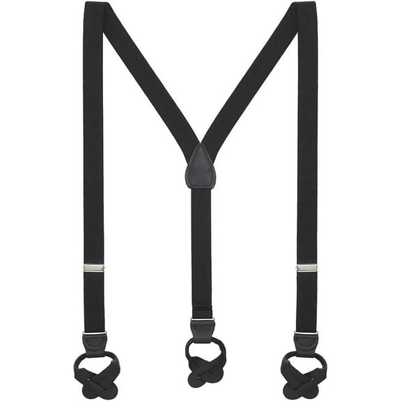 Suspender Store Solid Color Suspenders - 1-Inch Wide Elastic - Y-Back - Button - 8 Colors & 3 Sizes
