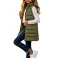 thumbnail image 5 of Girls Long Puffer Vest Stand Collar Sleeveless Quilted Padded Gilet Zipper Outerwear Waistcoat with Pockets for Kids, 5 of 9