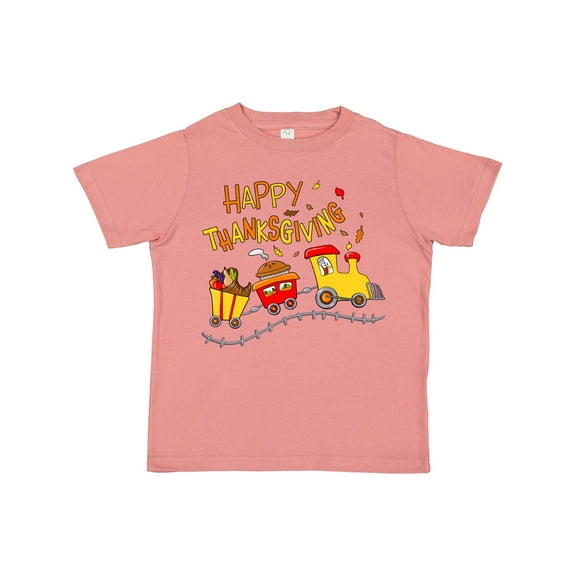 Inktastic Happy Thanksgiving Turkey Train with Food Boys or Girls Toddler T-Shirt