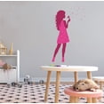 thumbnail image 2 of GIRLY - Girl Silhouette Blowing Flower Petals Art Decoration Colorful Floral Dress Outfit Design Vinyl Kids Girls Bedroom Wall Decal - Home Art Pink Themed Wall Sticker 7" x 10", 2 of 3