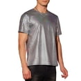 thumbnail image 4 of INSPIRE CHIC Metallic T-Shirt for Men's Round Neck Short Sleeves Sparkle Glitter Tee S Silver, 4 of 6