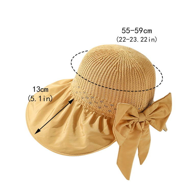 Womens Outdoor Casual Bow Decoration Big Head Design Sun Hat