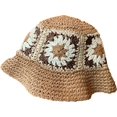 thumbnail image 6 of CoCopeaunts Women Straw Bucket Hat Flowers Pure Hand-Woven Crochet Fisherman Hat Beach Summer Breathable Hollow Bucket Cap, 6 of 8