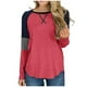 thumbnail image 2 of Puntoco Moda Mujer Cuello Redondo Manga Larga Estampado Patchwork Casual Camiseta Blusa Puntoco Puntoco-2130, 2 of 6