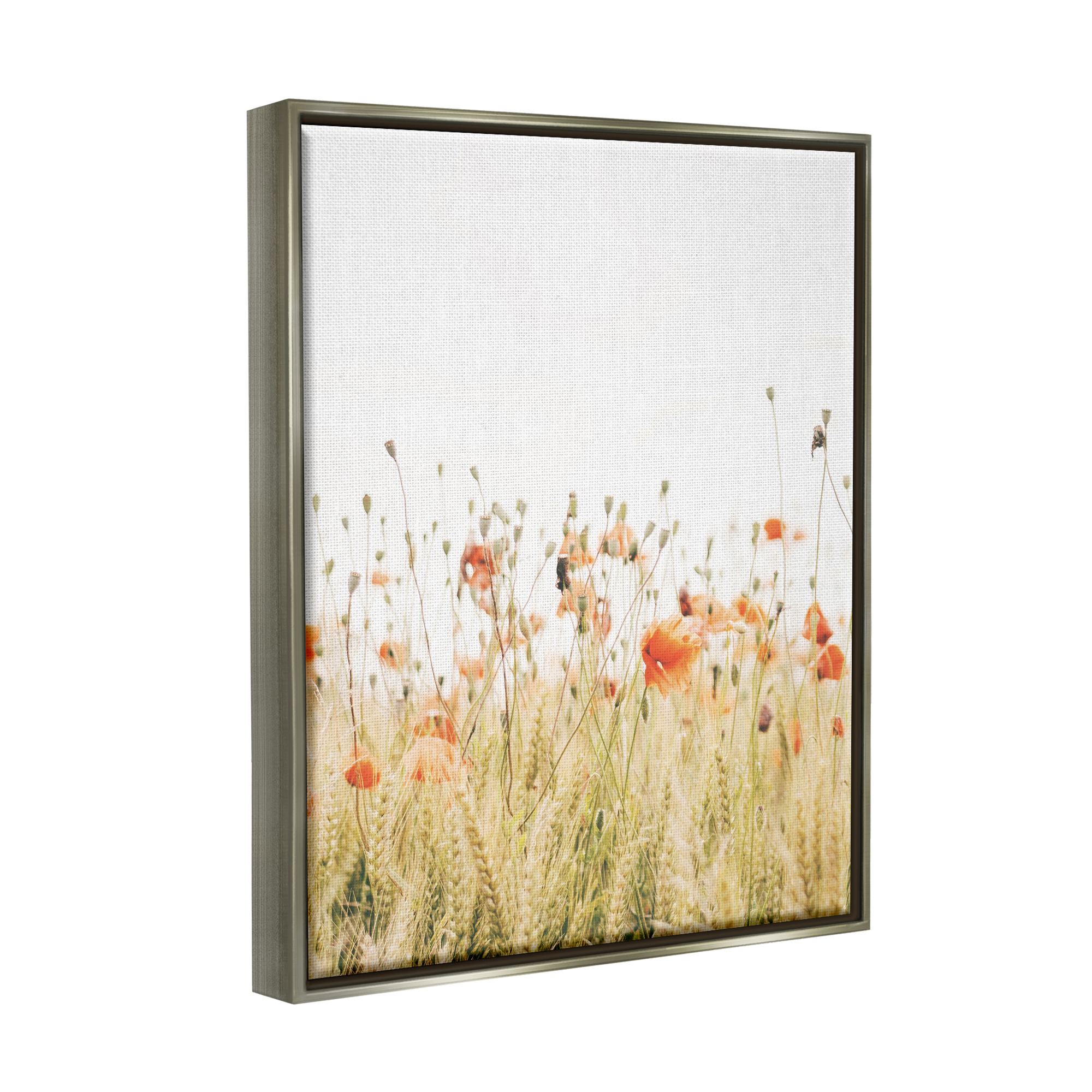 Stupell Industries Poppy Field Photography Botanical & Floral Photography Gray Floater Framed Canvas Art Print Wall Art, 25 x 31