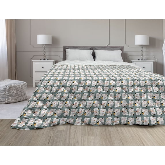 Aztec Boho Down Alternative Comforter, Ethnic Maya Stelae Column Ornament Classic Civilization Pattern, Microfiber Quilt for All Season, 5 Sizes, Charcoal Grey and White, by Ambesonne
