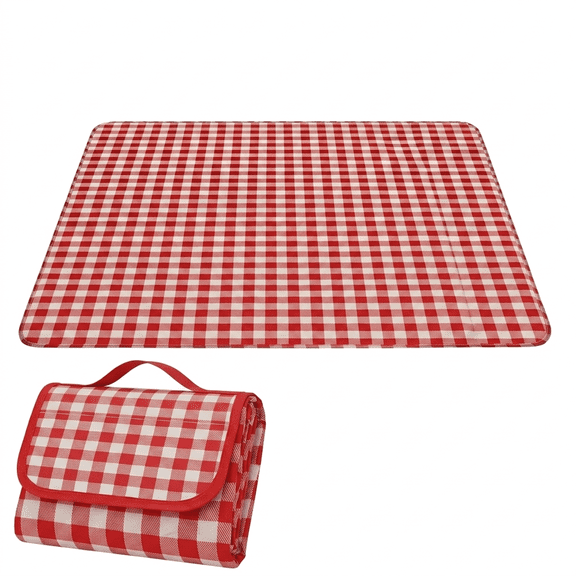 ROSEXIXI Camping Tablecloth, 40 x 60 Inches Red Checkered Picnic Mat, Thickened Foldable Outdoor Patio Rug Waterproof Camping Mats For Outside for Grass Beach Travel Picnic Accessories