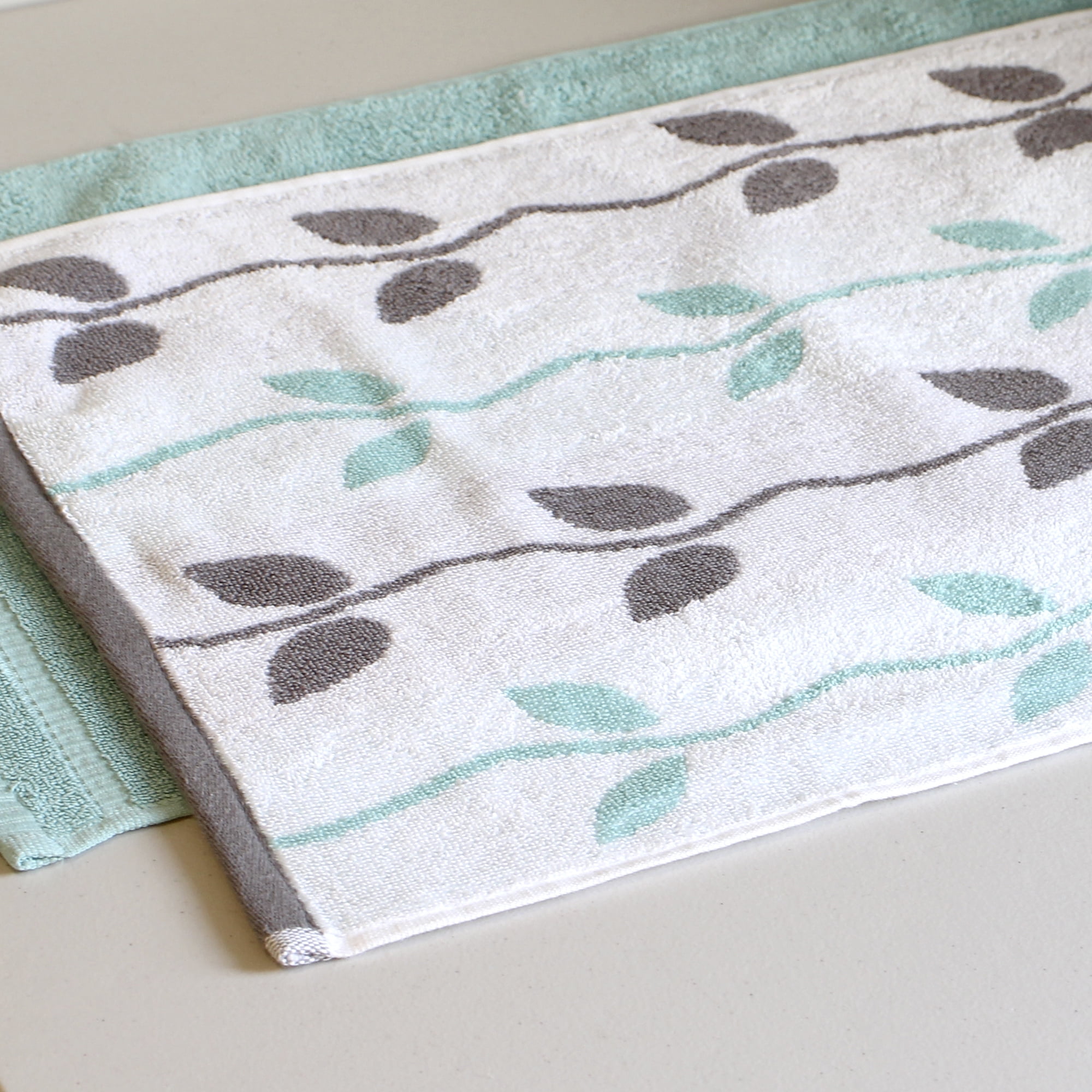 Modern Threads Organic Vines 6-Piece Yarn Dyed Adult Towel Set, Aqua