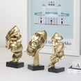 thumbnail image 4 of Gold Thinker Statue A-41, Silence is Gold Abstract Art Figurines 3-Piece Set for Home Office Decor, No Hear No See No Speak Design with Vintage Style, 4 of 4