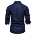thumbnail image 5 of LNWUY Man Fashion Solid Color Lapel Button Shirts Long Sleeve Cotton Outdoor Casual Comfortable Shirt with Pockets Navy L, 5 of 5