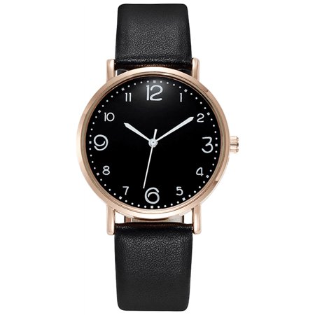 Black Face Easy to Read Numbers Man Woman Casual Watch-207-BF