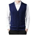 thumbnail image 2 of uikmnh Mens Vests Casual Men's Autumn Winter V Neck Sweater Vest Button Front Wool Blend Collarless Layering Piece for Smart Casual Style Size:S, 2 of 9