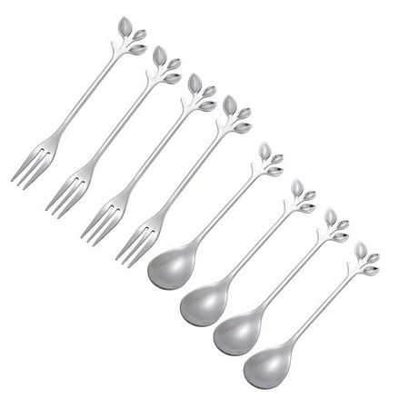 

8pcs/set Leaf Shape Coffee Tea Spoon Dessert Salad Fruit Fork Tablewar Dropship