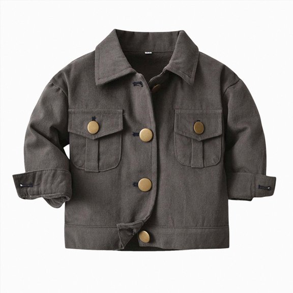 Childrens Denim Jacket Fashionable Long Sleeve Top For Boys and Girls 6-12 Months 12-24 Months 2T 3T 4T 5T 6T 7T 8T Children Brown,6-12 Months