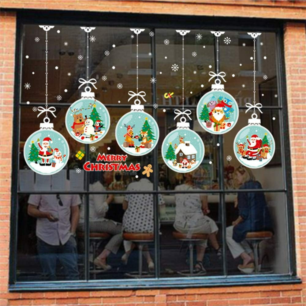 GLiving Window Clings Decal DIY Stickers Santa Claus Reindeer Snowman
