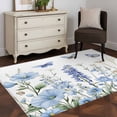 thumbnail image 3 of 2.7'x5' Area Rugs, Blue Spring Floral Indoor Outdoor Area Rug for Living Room Bedroom, Summer Botanical Butterfly Pastoral Washable Bathroom Rugs Kitchen Floor Carpet Mats Home Decor Aesthetic, 3 of 8