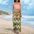 thumbnail image 2 of QIJUNTUO ​Petite Women's Wide Leg Palazzo Pants High Waist Resort Wear Vacation Trousers Flowy Beach Boho Chic Casual Comfort Bottoms​ Green, 2 of 7