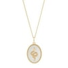 Brilliance Fine Jewelry Oval Mother of Pearl Snake Pendant in Sterling Silver and 14KT Gold Plate