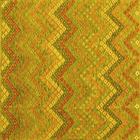 Ahgly Company Indoor Square Southwestern Yellow Country Area Rugs, 7' Square