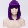 thumbnail image 2 of Unique Bargains Wigs for Women 14" Purple Bob Wig with Wig Cap Straight Hair, 2 of 6