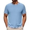 thumbnail image 2 of Men's Solid Color Basic Casual Short Sleeve Crewneck T-Shirt Top Tee for Daily Streetwear Loungewear Gym Workout Modern Fashion Essential | AESTIVO,Blue XL, 2 of 8