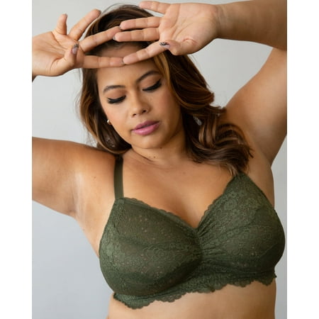 

Luxe Lace Wireless Bralette - Olive Night