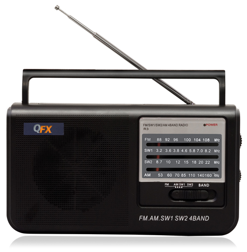QFX Portable 4-Band AM/FM/SW1/SW2 Radio with Headphone Output, Black, R-3 - image 2 of 2