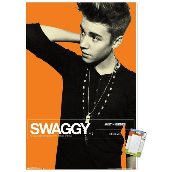 Trends International Justin Bieber - Swaggy Wall Poster 14.725" x 22.375" Premium Poster & Mount Bundle