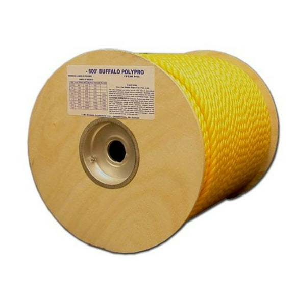 T.W. Evans Cordage 80-010 .25 in. x 600 ft. Buffalo Twisted Polypro Rope in Yellow