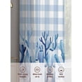thumbnail image 5 of Summer Coastal Sheer Curtains 45 Inch Length 2 Panels Set, Watercolor Ocean Coral Starfish Conch Blue Plaid Voile Window Treatment Rod Pocket Small Kitchen Curtains Drapes for Bedroom 52"x45"x2, 5 of 7