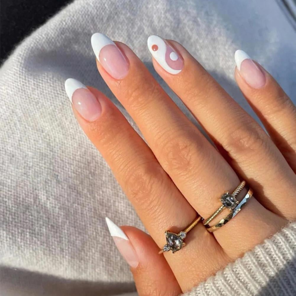 24 Pcs/box French Nails Blood Heart Wearable Fake Nails Press On Square  Head Full Cover Detachable Finished Fingernails R8C5 - Walmart.com