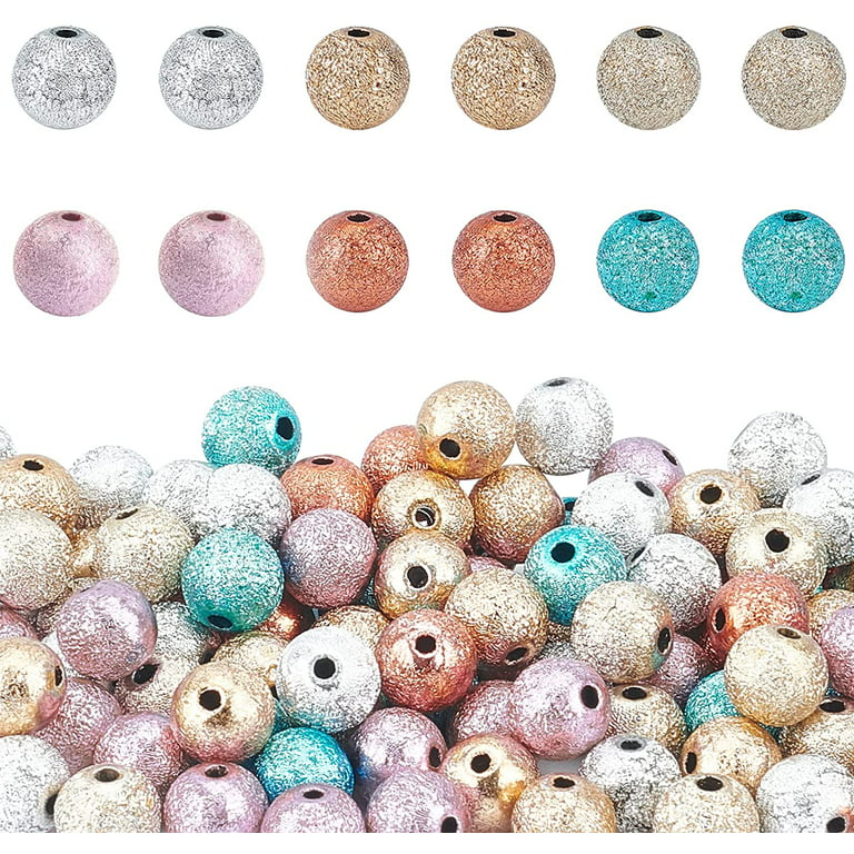 120pcs Sparkle Beads 6 Colors Stardust Beads 8mm Round Matte Glitter Beads  Christmas Sparkle Loose Beads