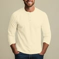 thumbnail image 5 of Resicozy 3/4 Sleeve Shirt Men Button Henley Fashion Baseball T-Shirts 2025 Fall Casual Sport Solid Color Athletic Tee Tops Beige M, 5 of 8