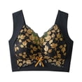 thumbnail image 2 of Gymayou Women Lace Wireless Bra Seamless Wide Vest Strap Push Up Bralette Gentle Gathering Comfort Bra Black L, 2 of 6