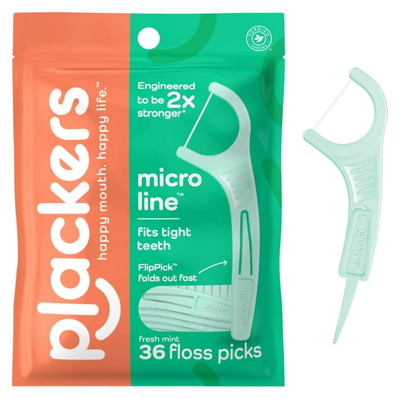 Plackers Micro Line Dental Tuffloss Fold-Out FlipPicks, Fresh Mint, 36 Count