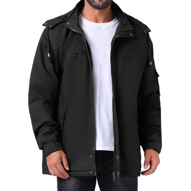 CHAQUETA PARKA DE TRABAJO CON CAPUCHA Y FORRO DE FELPA TÉRMICA PARA HOMBRE INSPIRAR CHIC M NEGRO