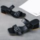 thumbnail image 5 of Sandalias de tacón con doble hebilla para mujer Sandalias informales de verano antideslizantes con punta abierta ajustable Negro 39, 5 of 8