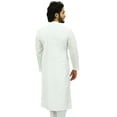 thumbnail image 5 of Atasi Men's Plain Ethnic White Dupion Long Shirt Summer Casual Kurta-XX-Large, 5 of 7
