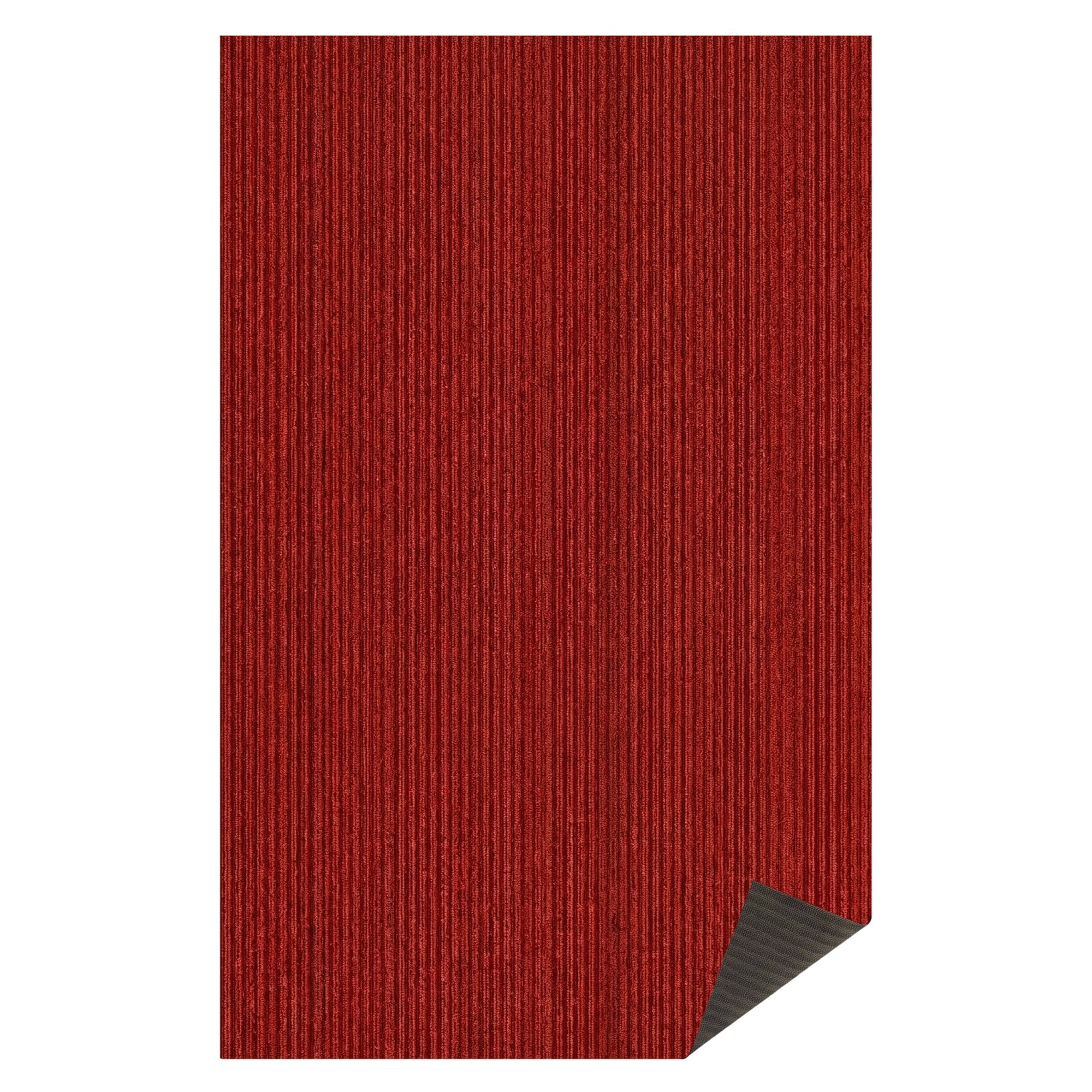 Ottomanson 2' x 4' Non-Slip Entryway Rug, Waterproof Front Door Mat, Dirt Trapper, Low Profile, Red