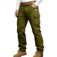 thumbnail image 2 of Zimjoy Men’s Casual Cargo Pants Stretch Twill Elastic Waist Work Trousers 4 Pockets Regular Fit Work Hiking Pants, Army Green 2XL, 2 of 4