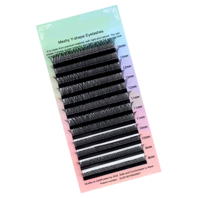 Extensión de pestañas con volumen Easy Fan Negro Suave forma de Y Extensiones de pestañas autoventiladoras Black-0.07D 8~14mix