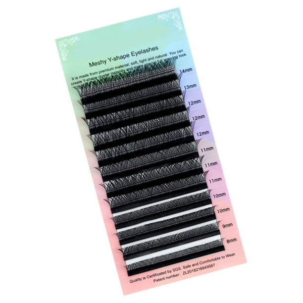 Extensión de pestañas con volumen Easy Fan Negro Suave forma de Y Extensiones de pestañas autoventiladoras Black-0.07D 8~14mix
