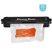 Multifunction Vacuum Sealer, Automatic Food Sealer Machine with Led Indicator Lights -Black-25pcs Sealing Bags