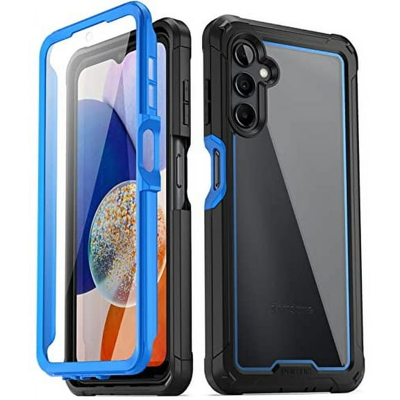 Poetic Guardian Case for Samsung Galaxy A14 5G, Clear case with Built-in-Screen Protector, Blue/Clear