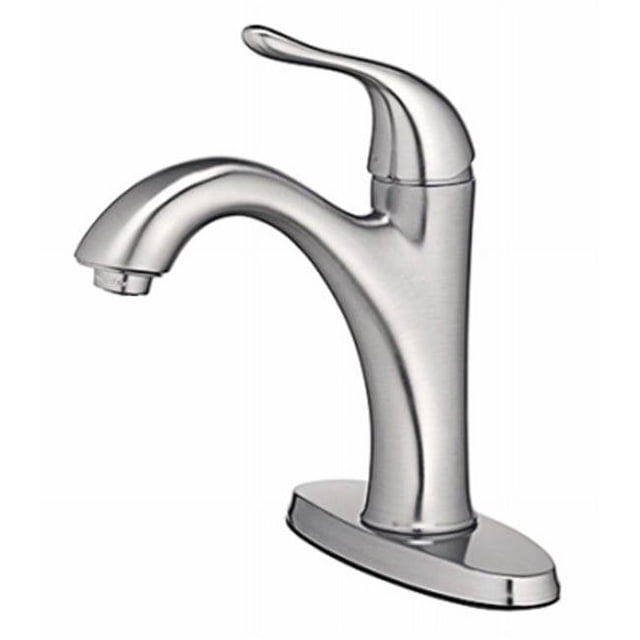 Homewerks Robinet de Toilette 242097 4 Po dans le Monde avec Poignée à Levier Unique - PVC Nickel Brossé