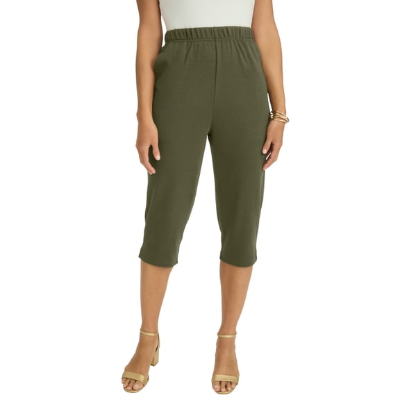 Jessica London Women's Plus Size Soft Ease Cotton Knit Capri