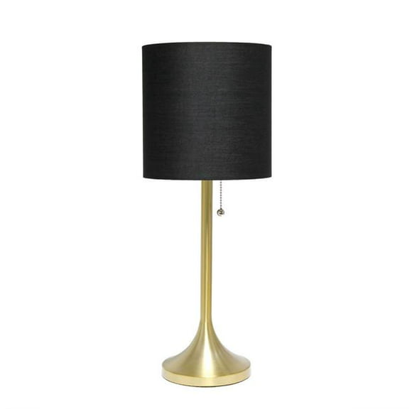 Lampe de Table Effilée en Or avec Abat-Jour en Tissu Noir