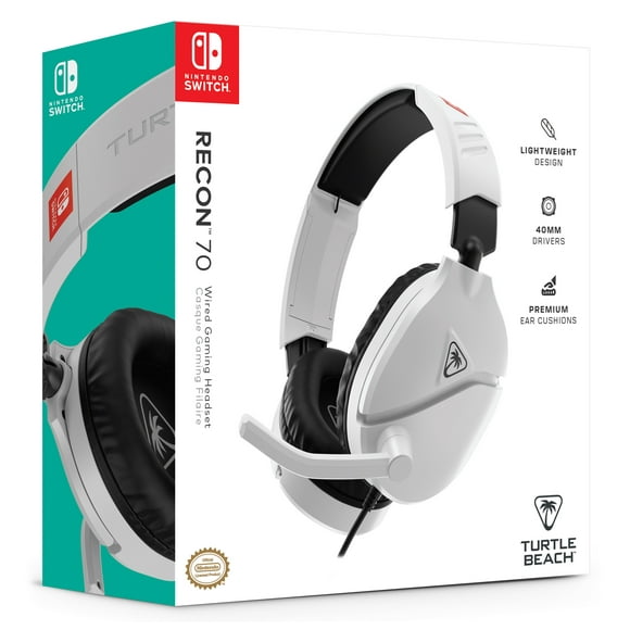 Turtle Beach Recon™ 70 Wired Gaming Headset - Nintendo Switch™, Nintendo Switch™ Lite, & Nintendo Switch™ - OLED Model, Nintendo Switch™ 2 - Flip-to-Mute Mic, Adjustable, Lightweight