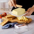 thumbnail image 5 of Crystalia Butter Dish with Lid, Large Plastic Butter Keeper with Glass Covers, Cute European Butter Stick Holder, Vintage Butter Tray for Countertop, Big Traditional Clear Glass Cream Cheese Dish, 5 of 6